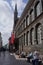 Luebeck, Germany - July 20, 2021 - The dark bricks of the Town Hall make a striking contrast to the traditional red-bricks