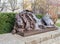 LUEBECK, Germany. Statue of sleeping lion.