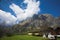 Luekerbad Switzerland Mountain sky blue wood houses