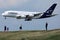 Lufthansa A380 plane landing on Munich Airport, plane spotters