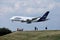 Lufthansa A380 plane landing on Munich Airport, spotter hill