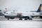 Lufthansa Airbus A340-600 D-AIHZ doing taxi Munich Airport,winter time, FC Bayern livery