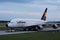 Lufthansa Airbus A380 plane being towed