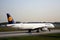 Lufthansa airplane taxiway in Frankfurt Airport, FRA, Germany