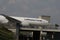 Lufthansa Cargo plane over bridge doing taxi in Frankfurt Airport, FRA, close-up view