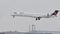 Lufthansa CiltyLine plane landing, approaching the runway of Munich Airport