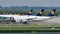 Lufthansa planes at terminal in Munich Airport, MUC