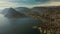Lugano, Switzerland. Aerial view of the Swiss city, surrounded by lake and mountains.