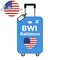 Luggage with airport station code IATA or location identifier and destination city name Baltimore, BWI. Travel to the