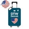 Luggage with airport station code IATA or location identifier and destination city name Detroit, DTW. Travel to the