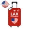 Luggage with airport station code IATA or location identifier and destination city name Los Angeles, LAX. Travel to the