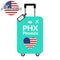 Luggage with airport station code IATA or location identifier and destination city name Phoenix, PHX. Travel to the