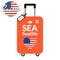 Luggage with airport station code IATA or location identifier and destination city name Seattle, SEA. Travel to the