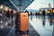 A luggage bag against a blurred airport background, symbolizing the journey ahead