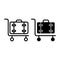 Luggage on cart line and glyph icon. Baggage trolley vector illustration isolated on white. Cargo outline style design