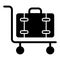 Luggage on cart solid con. Baggage trolley vector illustration isolated on white. Cargo glyph style design, designed for