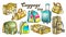 Luggage Collection Color Set Vector