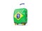 Luggage with flag of brazil. Suitcase isolated on white