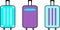 Luggage icon. Flat suitcase. Vector illustration of purple and blue suitcases on a white background.