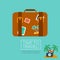 Luggage Leather suitcase with Travel Sticker