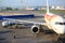 Luggage loading of Iberia airlines aircraft before boarding