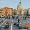 Luggage porters advertising their services in front of Venice`s Santa Lucia railway station