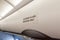 Luggage shelf in the aircraft business class. luxury interior in the modern business jet