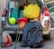 Luggage and suitcases in car for departure