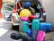 Luggage and suitcases in car for departure