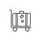 Luggage trolley with suitcase line icon