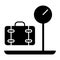 Luggage weighing solid icon. Baggage weight vector illustration isolated on white. Terminal glyph style design, designed