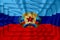 Luhansk People`s Republic flag on background texture. Three flags are superimposed on each other. The concept of design solutions