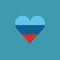 Luhansk People\'s Republic flag icon in a heart shape in flat design