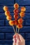 Luk Chin Ping, thai meatball skewers, top view