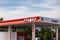 Lukoil gas station and a fuel price display. Higher prices for gasoline and petroleum products. The price of a barrel of oil