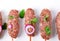 Lula Kebab on skewers. Caucasian cuisine meal