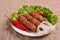 Lula kebab is a traditional Arabic dish. Meat shashlik