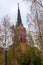 Lulea, Norrbotten, Sweden, The city Cathedral on sunny autumn day. October 6, 2023.