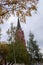 Lulea, Norrbotten, Sweden, The city Cathedral on sunny autumn day. October 6, 2023.
