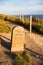 Lulworth Cove Campsite Mile Stone and Coast Path at Sunset