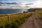 Lulworth Cove Coast Path and Rolling Cliffs at Sunset