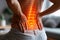 Lumbar intervertebral spine hernia, woman with back pain at home, spinal disc disease, health problems concept, AI Generated