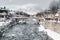 Lumbardhi river at the old city of Prizren, Kosovo in winter season at morning