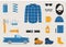 Lumber sexual Style Clothing, Tools and Accessories Vector Set