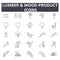 Lumber wood production line icons for web and mobile design. Editable stroke signs. Lumber wood production outline