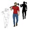 A Lumberjack carries an ax on his shoulders. Vector Illustration. Axeman