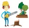 Lumberjack with chainsaw vector illustration.