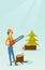 Lumberjack with chainsaw vector illustration.