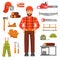 Lumberjack Decorative Flat Icons Set