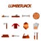 Lumberjack flat icon set